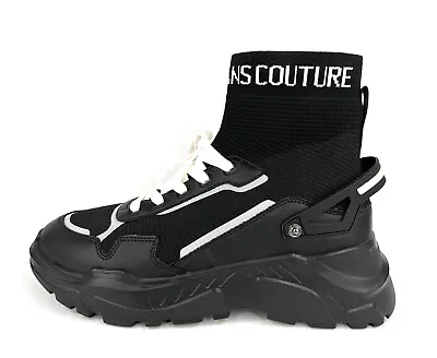 VERSACE JEANS COUTURE Black Men Fashion Hight Top Sock Sneakers EU 44 - US 10.5 • $265