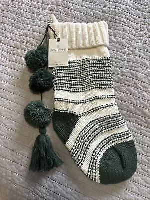 Hearth And Hand Magnolia Christmas Stocking - Off White And Green • $18