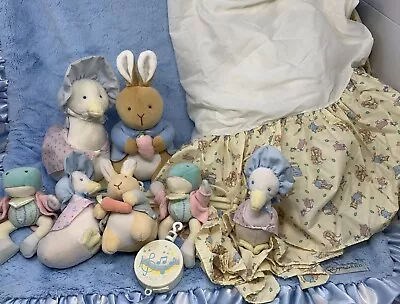 Beatrix Potter Peter Rabbit Quiltex Crib Skirt + Bonus Eden Plush + Mobile Top • $50.99