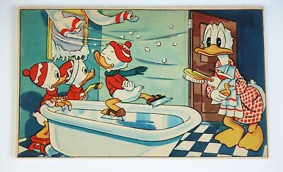 Vtg 1940s 50s Walt Disney Postcard Donald Duck Skate Sweden Forlag E.O. & CO • $25