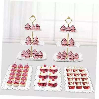  5 Pcs Dessert Table Display Set - 2 X Cupcake Stand Holder/Cup Wave Square • $34.90