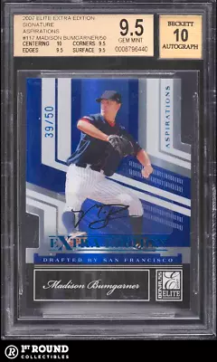 Madison Bumgarner BGS 9.5 W 10 AU 2007 Elite Extra Edition Aspirations /50 POP 7 • $71.99