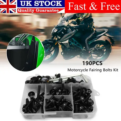 190PCS Complete Motorcycle Fairing Bolts Kit Panel Speed Clip Fastener Screw Set • £20.65