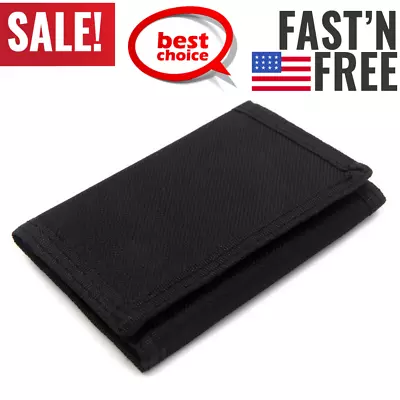 Rfid Wallet Camouflage Nylon Trifold Wallets For MenMini W/Zipper For Kids Black • $7.46