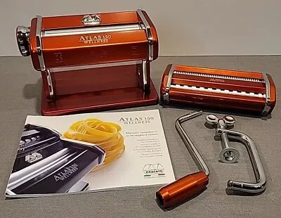 Marcato ORANGE Atlas 150 Wellness Pasta Maker Hand Crank Machine Stainless Steel • $69.99