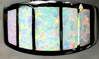 Men's White With Pink Sunset Glow Opal Bank Of Windows Sterling Silver Ring 13 • $147.50