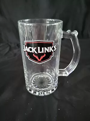 Jack Links’s Links Beef Jerky Clear Glass Beer Mug Stein 16 Oz With Handle • £10.60