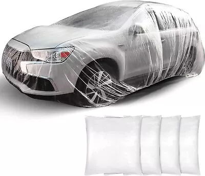 1/2/5pc Clear Plastic Temporary Universal Disposable Car Cover Rain Dust Garage • $8.99