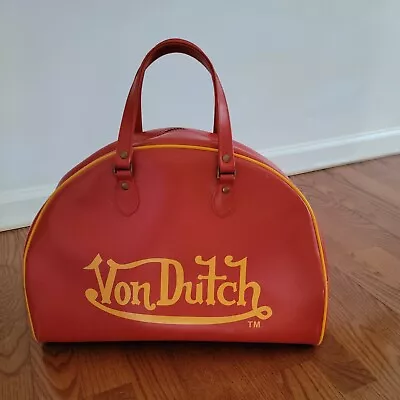 Von Dutch Vintage Kustom Made Rare Large Bowling Bag Red Yellow  • $125