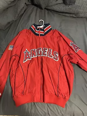 Vintage Majestic Los Angeles Anaheim Angels Dugout Bomber Jacket Zip Red • $50