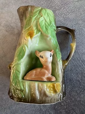 Withernsea Eastgate Pottery England Fauna Deer Jug Tree Vase Leaf • £5