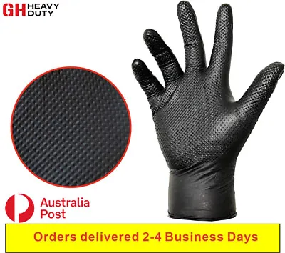 AUTO Mechanic Extra Thick  Diamond Texture Black Nitrile Disposable Gloves 6 Mil • $21.90