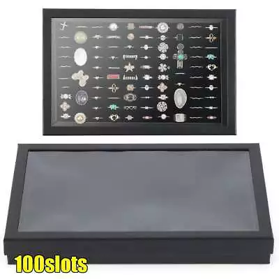 100 Slots Jewelry Ring Display Organizer Case Tray Holder Display Storage Box • $8.49