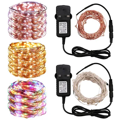 UK Mains Plug LED Fairy String Lights Micro Rice Wire Copper Lights Party Decor • £16.67