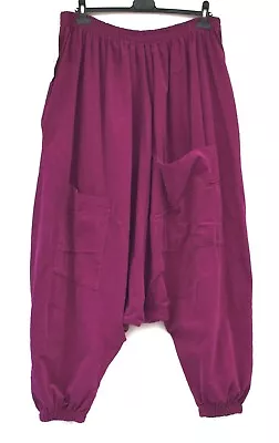 Plus Size La Bass Fuchsia Cotton Cord 2 Pockets Balloon Harem Pants Xxl • $94.72