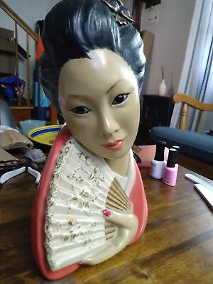 Vintage 1965 Marwal Asian Geisha Woman Bust Mid Century RARE Model Chalkware • $175