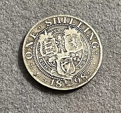 $16.95 • Buy 1898 Great Britain Shilling Silver Coin Queen Victoria