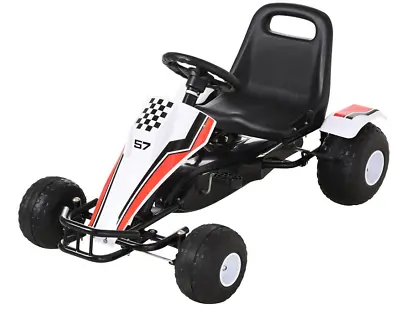 Pedal Go Kart Manual Ride On Car-White/Red Fantastic Outdoor Fun Safe And Easy • $165.13