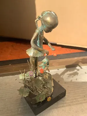 Malcolm Moran Bronze Sculpture Girl Holding Teddy Bear • $209