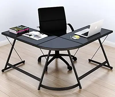 Desk Computer L Shape Corner Studio Table Black Glass Top NEW • $114.81