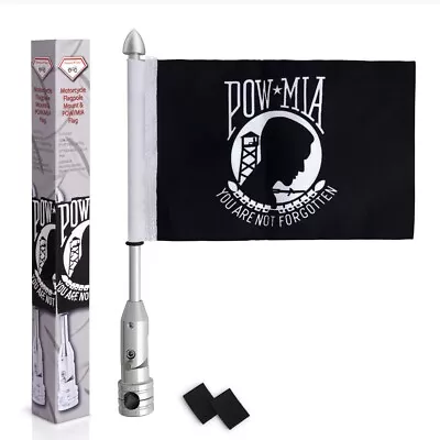 POW MIA FLAG W/ 13  POLE MOUNT Deluxe American Motorcycle Bike Universal Luggage • $29.79