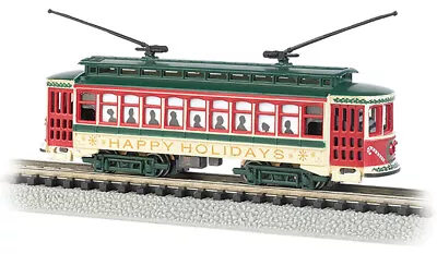 Bachmann N Brill Trolley Standard DC Christmas (inHappy Holidaysin)DC 61085 • $71.08