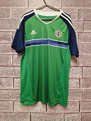 Northern Ireland Adidas International Football Home Shirt 2015-16 Medium Green • £19.99