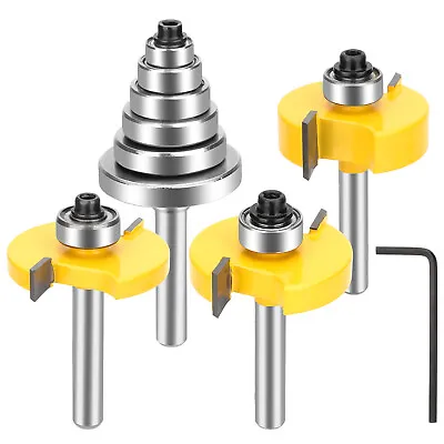 1/4  Shank Carbide Tipped Rabbet Router Bit Wood Rabbeting With 6 Bearings Set • $18.48