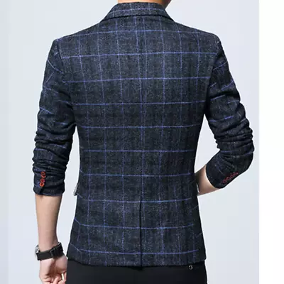 Mens Casual Business Work Blazer Jacket Korean Slim Button Suit-Coat Outwear Top • $40.81