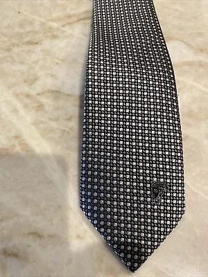 Versace Collection Skinny Necktie Black Gray Silver Geometric Medusa Head  Italy • $69