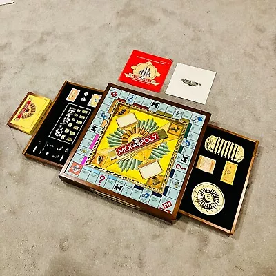 MONOPOLY Premier 70th Anniversary Deluxe Wood Cabinet Drawers Gold Edition • $100