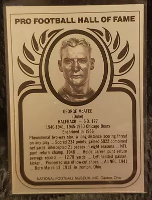 1982-2013 Hall Of Fame Metallics Metal Card #110 George McAfee • $2.99