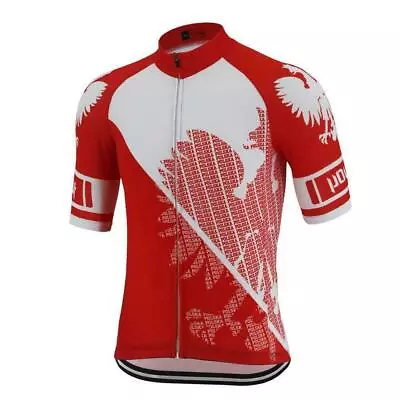 Mens Retro Polska Cycling Team Jerseys Bicycle Jersey Cycling Shirt Cycling Tops • $20.69