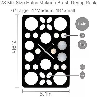 28 Holes Makeup Brush Drying Rack Acrylic Artist Nail Brushes Holder Black • $8.78