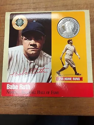 1990 Legends Of Baseball Babe Ruth New York Yankees Pure Silver Coin • $99.99