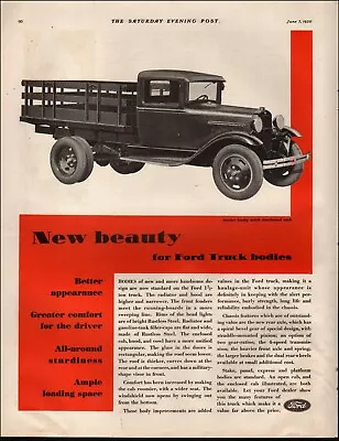 1930 Vintage Ad Ford 1 1/2 Ton Truck Retro Vehicle Auto  Art RARE  02/22/24 • $12