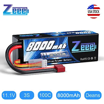 Zeee 3S LiPo Battery 8000mAh 100C 11.1V Hardcase Deans For RC Car Truck Tank • $50.39