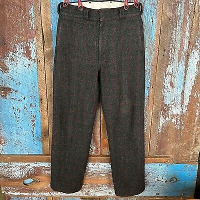 Vintage Woolrich Malone Wool Windowpane Hunting Pants USA Made Size 34 X 29.5 • $99