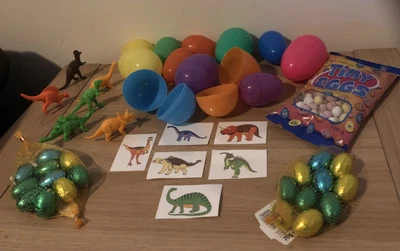£9.50 • Buy Dinosaur Themed Easter Egg Hunt 12 Capsules Large & Small Toy Figure Tattoo Kids