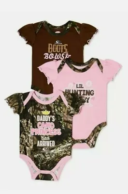 New Mossy Oak Baby Girls Bodysuits 3-Pack Size 24-Months. Free Shipping.  • $14.99