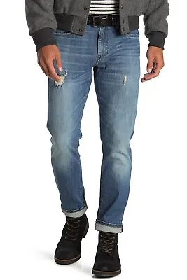 J.Crew 484 Slim Jeans Mens W32 L32 Tinted Medium Indigo Distressed Stretch Denim • $37.95