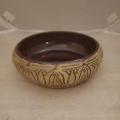 Vintage Western Monmouth Stoneware Illinois Egyptian Revival Bowl Planter 6 1/2  • $30