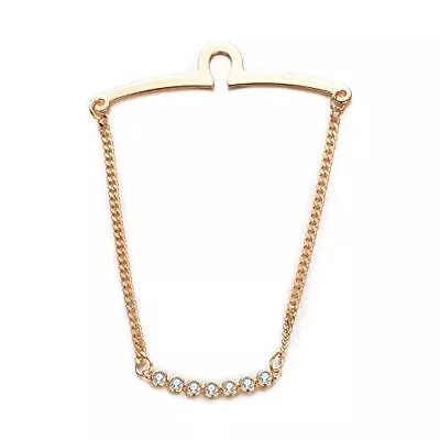 Men's Gold Tie Chain Silver Tie Clip Chain Tie Pin Jewelry Gift Zirconia • $24.28