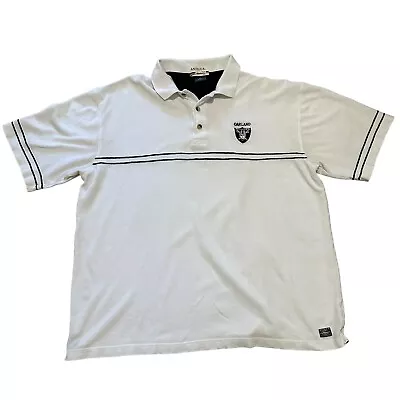 Antigua Genuine Athletic Men’s Sz XL Oakland Raiders Golf Polo Shirt White/Black • $20