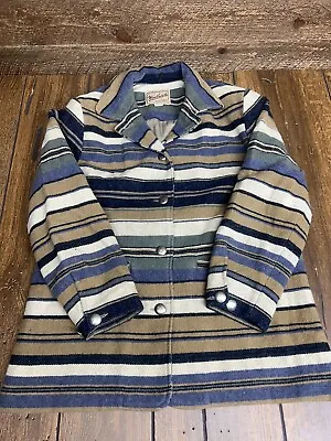 VTG Women's Woolrich Hudson Bay Aztec Stripe Parka Coat Wool Button Sz XL USA • $79