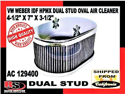 Vw Weber Idf Hpmx Dual Stud Oval Air Cleaner 4-1/2  X 7  X 3-1/2  Ac129400 Radke • $47.53