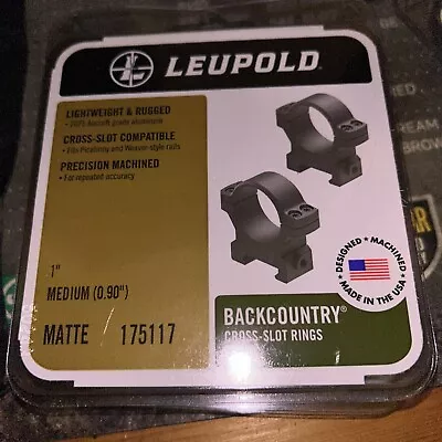 Leupold Backcountry Scope Cross-Slot Rings 1  Medium Matte (175117) - Black NEW • $69