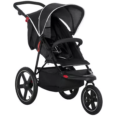 HOMCOM Foldable Three-Wheeler Baby Stroller W/ Sun Canopy Storage • £124.99