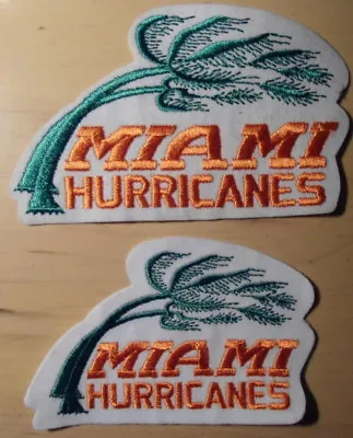 $11.99 • Buy University  Of Miami  Hurricanes  2  Patches  White With  Green  Orange  Letters