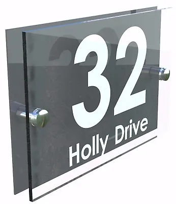 Contemporary HOUSE SIGN / PLAQUE / DOOR / NUMBER / GLASS EFFECT ACRYLIC • £7.99